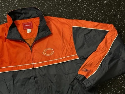 Vintage Reebok Chicago Bears Full Zip Oversized Windbreaker Jacket Mens 2XL - Image 1 of 4