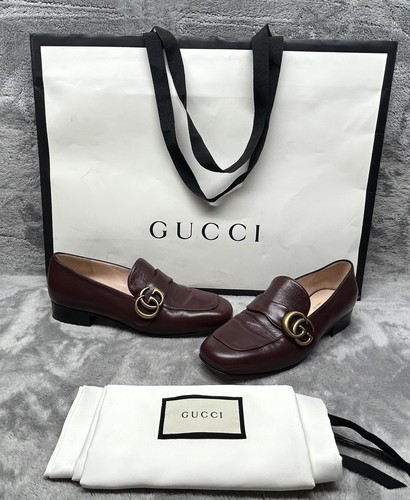 Scarpe mocassino Gucci Marmont donna taglia 36 pelle bordeaux logo GG Made in Italy