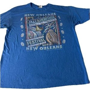 Vintage 1990 New Orleans JAZZ/ HERITAGE FESTIVAL T-Shirt HANES XL  Single Stitch - Picture 1 of 16