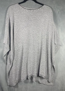 Eileen Fisher Heather Gray Tencel Knit Poncho Sweater Oversized Fits XL-2X - Picture 1 of 5