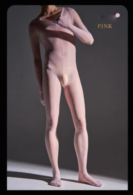  Men Transparent Glossy Jumpsuit Shiny Full Bodystockings W/ Hood & Gloves/Toes - Image 1 of 4