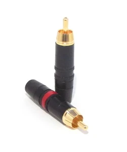 2 Neutrik Gold RCA Phono NYS373 Red & Black Rean Professional solder connectors - Picture 1 of 1