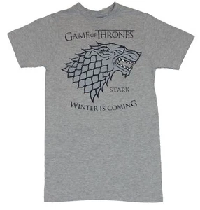 Game of Thrones Adult New T-Shirt - "Winter is Coming" House of Stark Blue Wolf - Picture 1 of 1