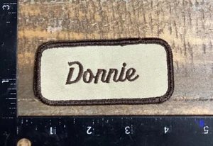 Vintage DONNIE Name Tag Work Shirt Job Uniform Embroidered Sew-On Patch - Picture 1 of 2
