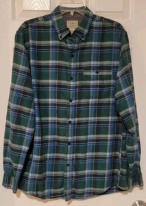 LL Bean Hemd Herren Medium grün kariert Flanell Knopfleiste Outdoor Gorpcore - Bild 1 von 4