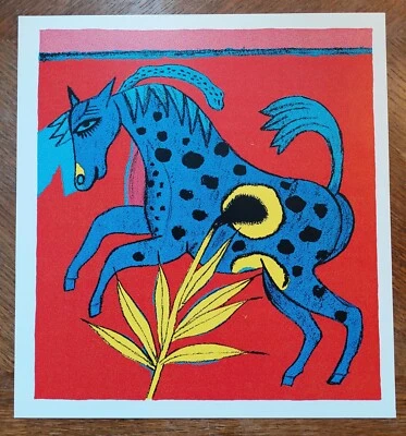 Corneille Serigrafía Original "Blue Horse", 1986. Impresión original de Corneille Foto 1 de 4