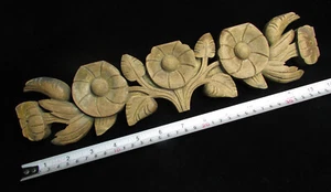 Vintage Hand Carved Wood Floral FLOWERS ARCHITECTURAL SALVAGE PEDIMENT Victorian - Picture 1 of 24