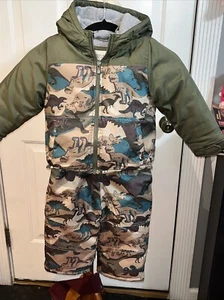 Carter’s Dinosaur Snow Puffer Hooded Jacket & Ski Bib Overalls Size 3T Toddler - Picture 1 of 15