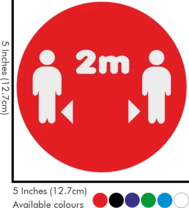 2x SHOP VINYL AUFKLEBER SOCIAL DISTANCING 2M DECALS VINYL 5" (127mm) - Bild 1 von 7