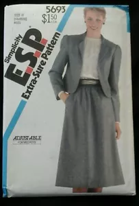 Simplicity E.S.P. 1982 Talla H (6 - 8 - 10) Patrón de falda y chaqueta Misses - Imagen 1 de 2