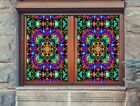 3D Colorful Grain B53 Window Film Print Sticker Cling Stained Glass UV Block Sin