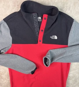 The North Face Fleece Glacier 1/4 Snap Pullover Black Red Snap-T Boys Sz XL - Picture 1 of 5