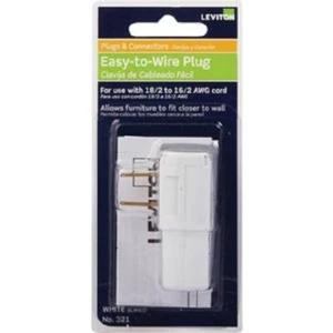 (20)-Leviton 15A 125V 2-Wire 2-Pole Easy Wire Cord Plug, White C22-00321-00W - Picture 1 of 1