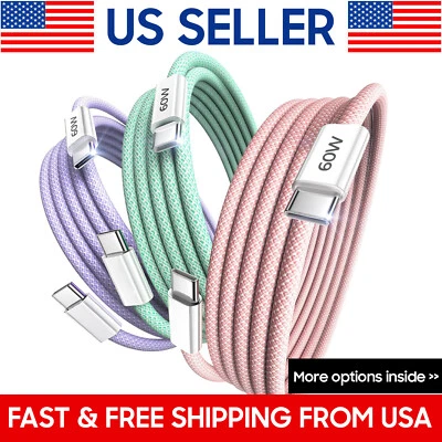 3 Pack USB-C Fast Charger Type C Cable Cord for iPhone 15 Pro Max /iPhone 15 Pro - Image 1 of 4