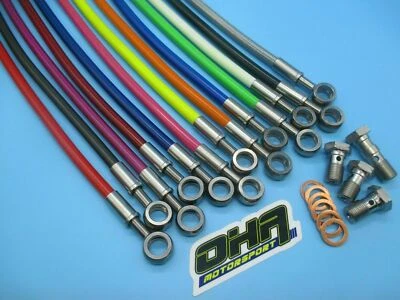 OHA Custom Length Stainless Braided Brake Line Kit Stunt Streetfighter Bike 1 - Image 1 of 3
