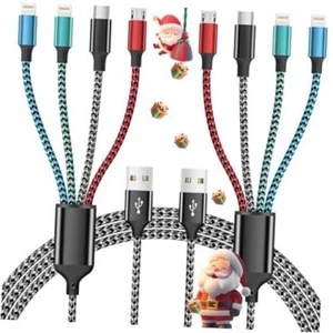 Multi Charging Cable,4 in 1 Charging Cable 4-Black dual ip+type c+micro - Picture 1 of 7