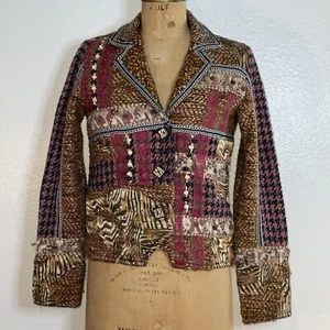 Sandy Starkman Tweed Beaded Patchwork Jacket Size XS - Picture 1 of 8