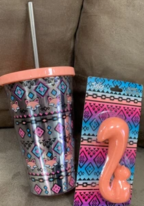 JUSTICE TUMBLER 16oz AZTEC FOX SHIMMER & SQUIRREL PEN SET PBA FREE SUPER CUTE!! - Picture 1 of 5