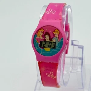 Girl's DISNEY Store Three Princesses Pink Plastic Digital LCD Watch, 26mm, Runs - Picture 1 of 7