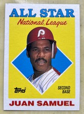 1988 Topps Juan Samuel NL All Star Baseball Card #398 Phillies Second Base EXMT