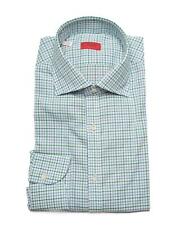 Isaia $650 Blue Green Plaid Cotton Italia Fit Sport Dress Shirt (42 eu) 16.5 US