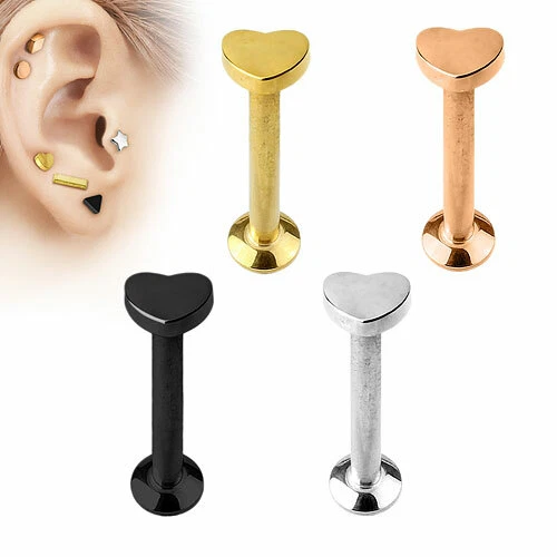 Lippenpiercing Universal Piercing Ohr Stecker Edelstahl Labret Monroe 3D Herz - Bild 1 von 1