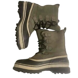 Sorel Womens Caribou Gray Stone Waterproof Snow Boot Lace Up Rubber Size 7