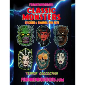 Pegatinas/calcomanías de vinilo troqueladas Frankenhorrors vintage Halloween clásico monstruo troquelado - Imagen 1 de 45