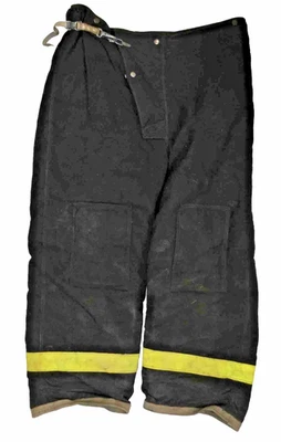 Pantalones de bombero negros repelentes 48x29 FY con cinta reflectante amarilla P1488 Foto 1 de 4