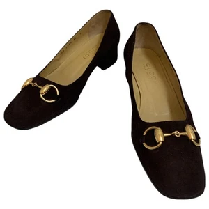 Zapatos de salón Gucci Horsebit marrón gamuza cuero talla 36 EE. UU. About6 para mujer - Imagen 1 de 24