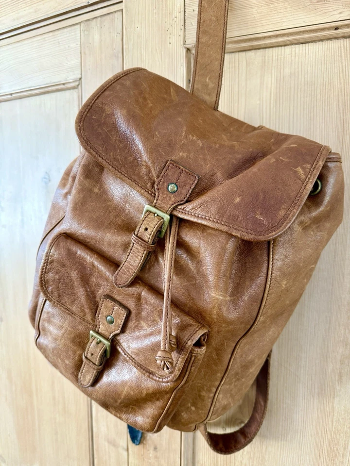 Mochila Polo Sport vintage EE. UU. 67 cuero con cordón Ralph Lauren Foto 1 de 4