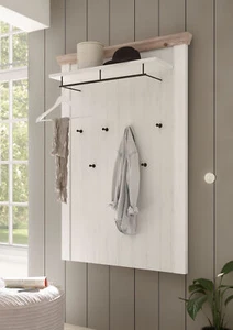 Wandgarderobe Wandpaneel Florenz 107cm pinie weiß oslo pinie Flur Paneel - Bild 1 von 5