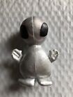 Silver Alien UFO Mini Stuffed Toy 4" Black Eyes Selling Loose with Wear