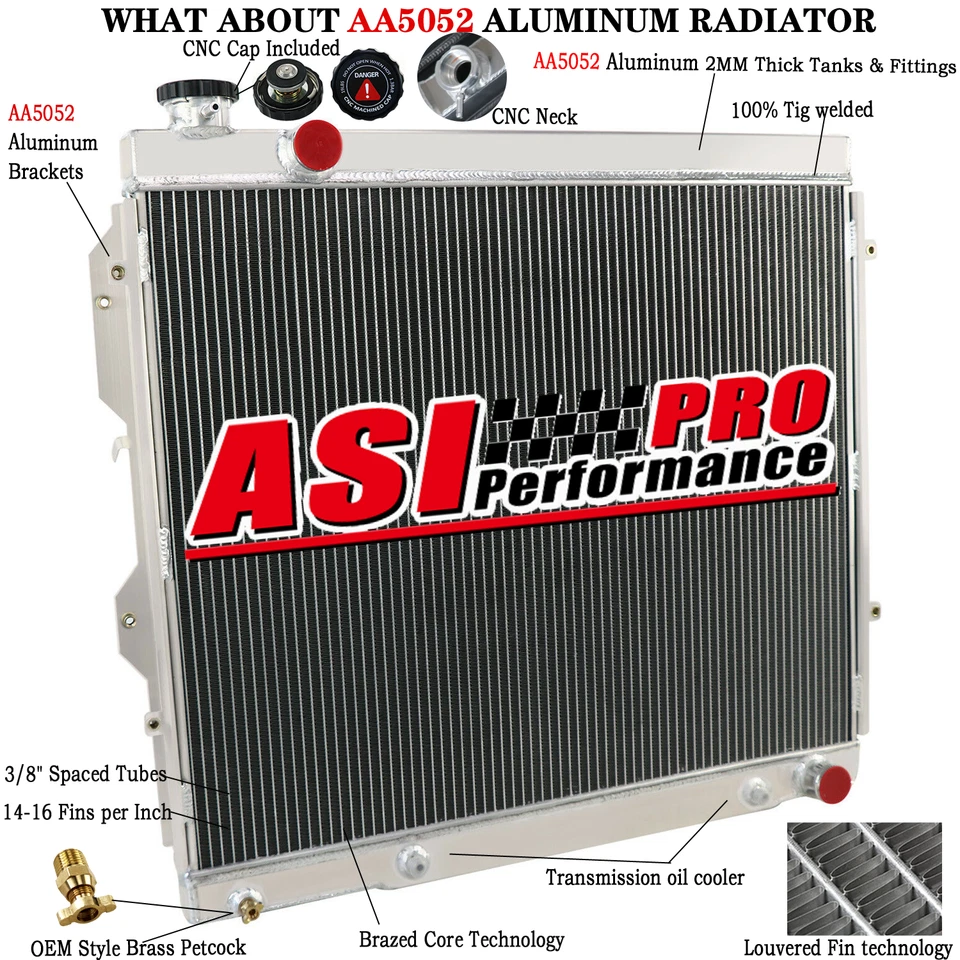 3 Row Aluminum Radiator Fits 2000-2006 2002 2003 2004 Toyota Tundra 4.7L V8 - Image 1 of 4