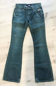 Pantalones de mezclilla para mujer EARL JEAN 25 grises/fatiga 100 % algodón cintura baja destellos - Imagen 1 de 12
