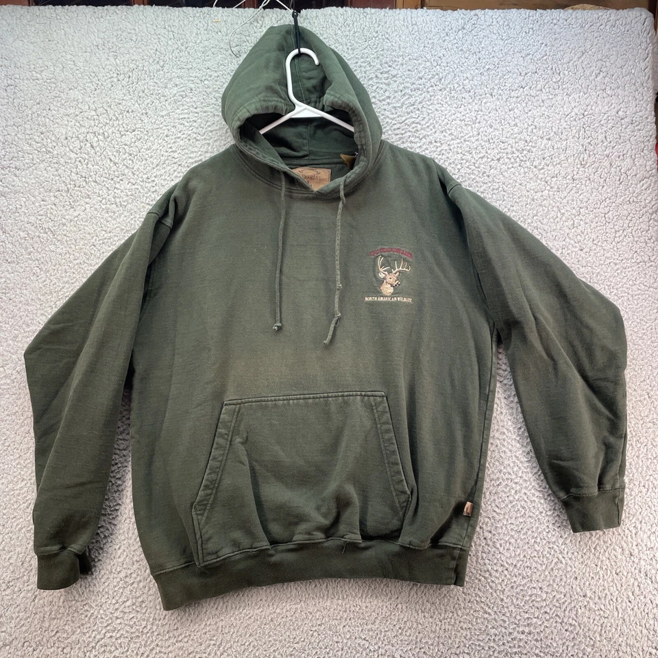Outdoor Life Hoodie Men’s Size XL Green Kangaroo Pocket North American Wildlife  - Image 1 of 4