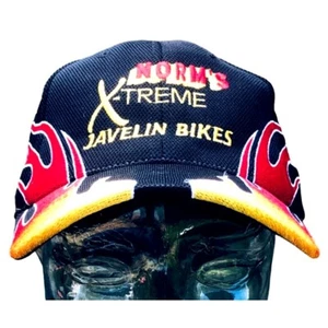 Norm's X-treme Prineville Oregon NU-FIT Black 6 Panel Cap with Flame Graphic Bik - Picture 1 of 7