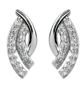 Pendientes curvos de diamantes de 1/6 quilate de oro blanco - Imagen 1 de 5