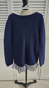 Crewcuts Girls Blue Sweater with Striped Ruffle Bottom size 16 NWOT, BEAUTIFUL!! - Picture 1 of 7