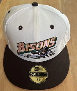 Buffalo Bisons New Era fitted hat 7 3/4 Brand New Never Worn White/Cream/Brown - Picture 1 of 6
