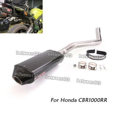 Slip Exhaust Mid Link Pipe + Carbon Fiber Muffler For Honda CBR1000RR 2004~2007 - Image 1 of 4
