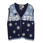 Vintage Frosty Embroidered Sweater Vest Winter Snowman Womens Plus Size 18/20W