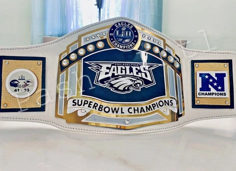 Philadelphia Eagles Superbowl Championship Leather title belt Adult size 2mm 4mm Cover