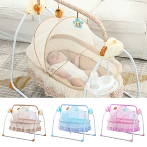 Electric Auto-Swing Baby Crib Cradle Infant Music Basket Sleeping Bed +Bluetooth - Picture 1 of 48
