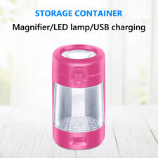 LED Herb Case Rechargeable 50ml Seal Storage Box with Magnifying Lid (Pink)