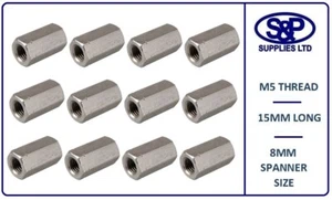 M5 - 5mm CONECTOR HEXAGONAL ACERO INOXIDABLE TUERCA PROFUNDA M5 X15MM LARGO ST/ACERO 5MM (M5) - Imagen 1 de 4