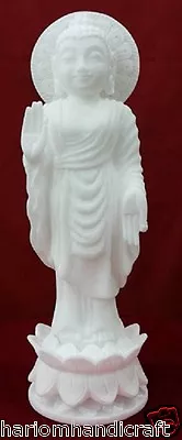 Estatua de Buda de mármol blanco de 13" budismo religiosa tallada a mano decoración regalo H2239 Foto 1 de 2