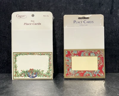 Lot of 7 Vtg Christmas Place Cards Holiday Dinner Embossed (10/pkg) - Image 1 of 4