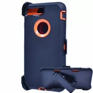 For iPhone 6 6S 7 8 Plus Case With(Belt Clip Fits Otterbox Defender)Black-Orange - Picture 1 of 3