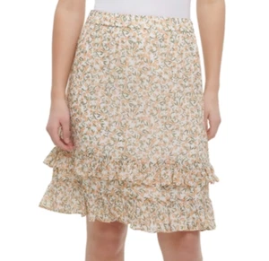Calvin Klein Floral Print Tiered Ruffle Hem Chiffon summer skirt NEW size M - Picture 1 of 9